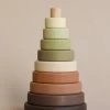 Wooden Pyramid Stacker - Olive