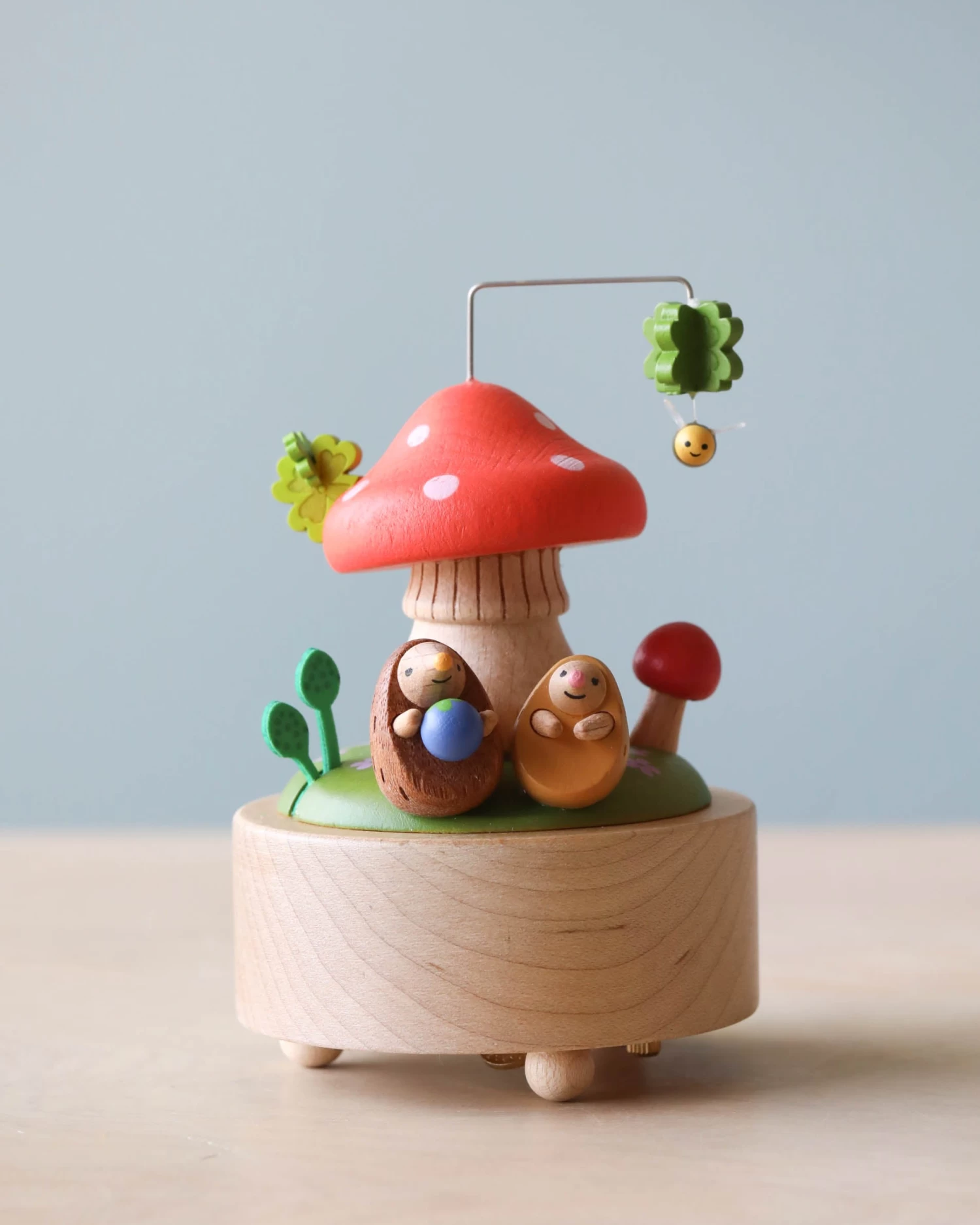 Mini Wooden Mushroom & Hedgehogs Music Box - Image 2