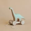 Handmade Wooden Brachiosaurus Dinosaur Push Toy With Built-In Magnets