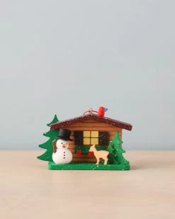 Christian Ulbricht Ornament - Cottage With Snowman