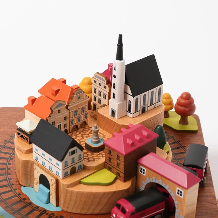 Wooden Train Music Box - European Town - Image 6